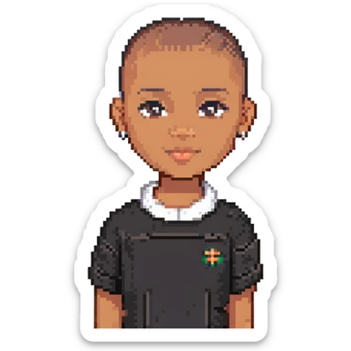 brown person with a buzzcut sticker