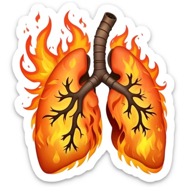 A lung engulfed in fire sticker