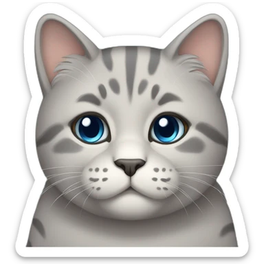 Deep blue pudgy big cute cat sticker