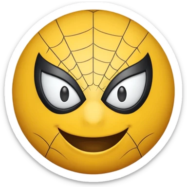 create a yellow emoji of spiderman. style old emoji sticker