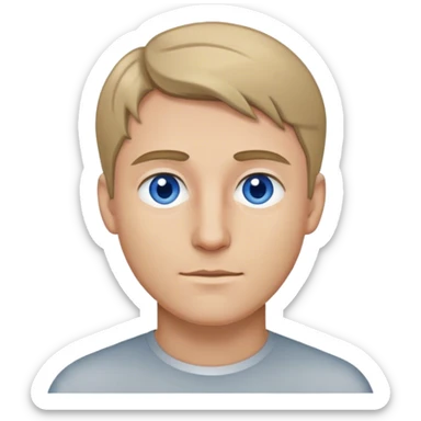 man dark blonde thin hair without parting blue-grey eyes sticker