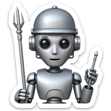 robot conductor, face only, with some staffs sticker