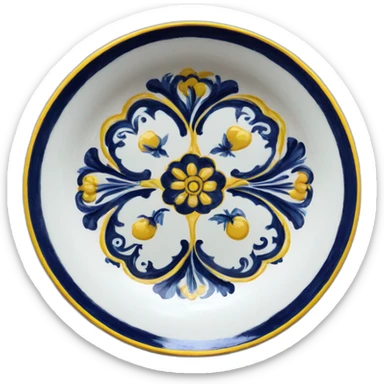 Deruta plate blue yellow sticker