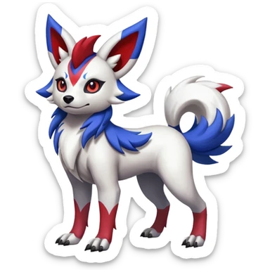 Colorful Skilled Adept Graceful Asian Painted Lycanroc-Absol-Zangoose-fusion-hybrid-creature (full body) sticker