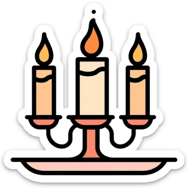 stylish three-candle holder with flames sticker