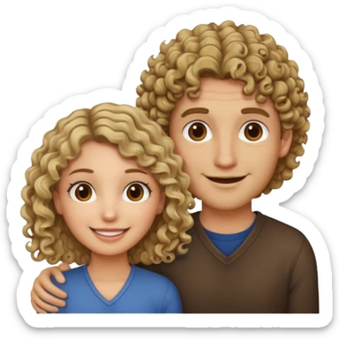 couple male dirty blonde hair female curly dark brown hair sticker