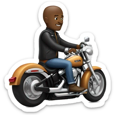 White man riding a harley sticker