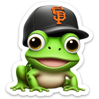 Green toad with San Francisco Giants hat sticker