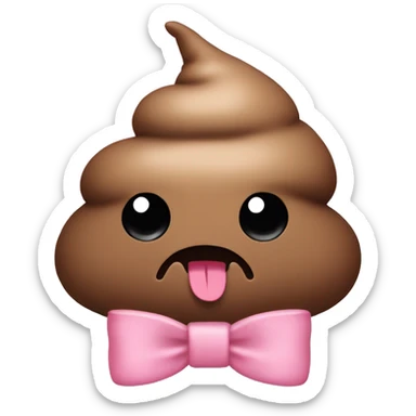 Poop with light pink bow sticker