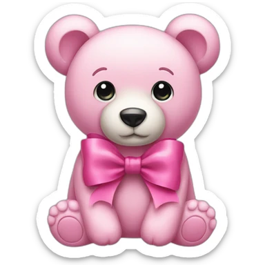 Pink bow bear sticker