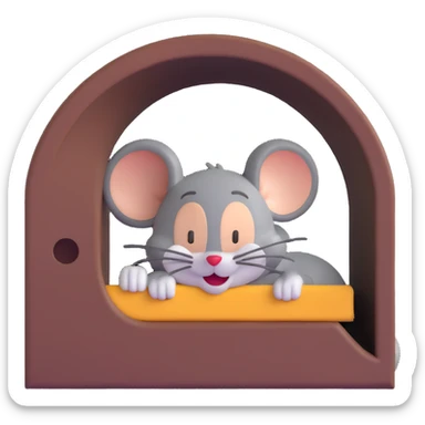Jerry from Tom and Jerry cartoon sleeping in his mouse hole sticker