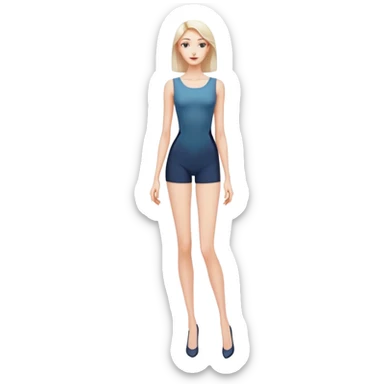 Tall slender woman with elongated arms and legs, sharp angular facial features with high cheekbones and defined jawline sticker