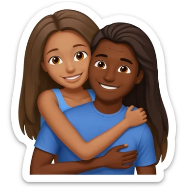 dark skin girlfriend hugs mixed boyfriend with long hair  sticker