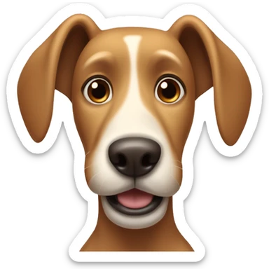 Light brown cartoon dog with long brown ears, big nose, rectangular white shout, round eyes, and bushy eyebrows  sticker