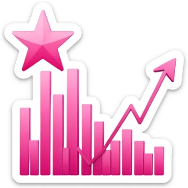pink chart with upward trend iOS style sticker