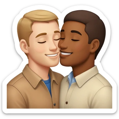 Two dudes kissing each other sticker