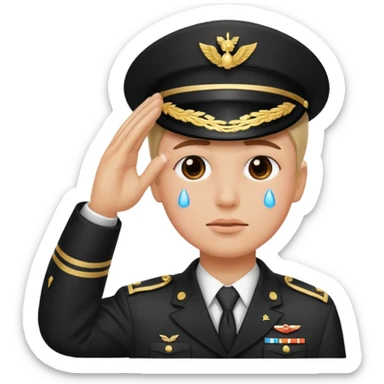 a combination of these two emojis: 🫡🥲 sticker