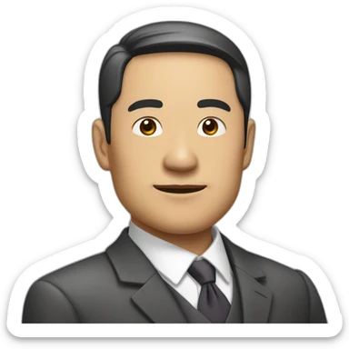 asian middle age in suit with a little Crooked neck sticker