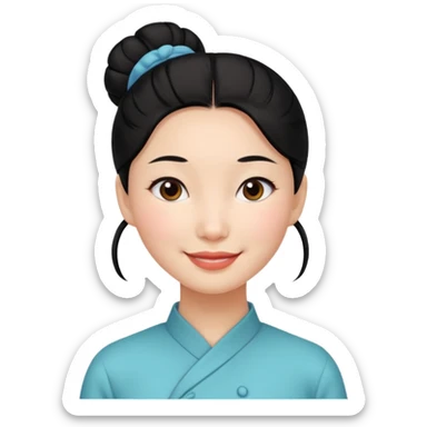 Chinese woman emoji, black hair in a bun, gentle expression sticker
