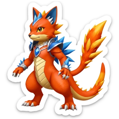 Gabite-Veemon-Digimon-Peppercat-Pokémon-Flamedramon-fusion-animal-creature, Full body  sticker