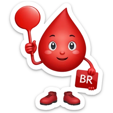 blood drop character holding a BRB sign sticker