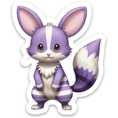 Purrloin-Minccino-Emolga-fusion (full body) with vertical white stripes running down the whole body sticker