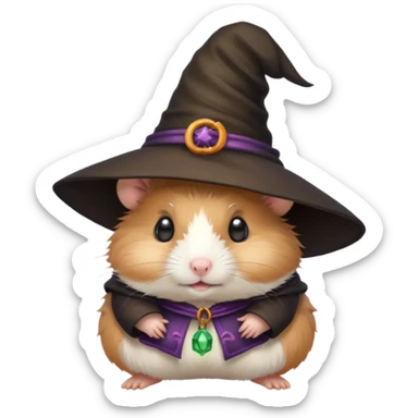 cute hamster wearing a witch hat sticker