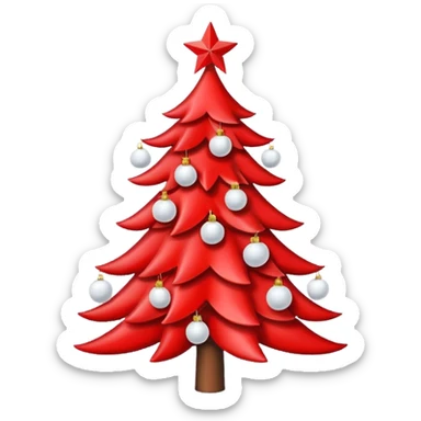 red Christmas tree with white star and white Christmas balls sticker