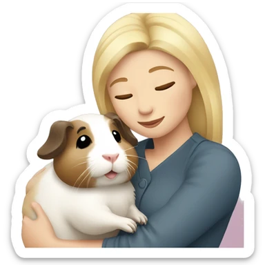 Blonde Woman hugging a guineapig sticker