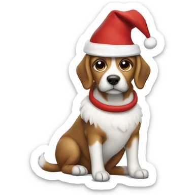 Dog wearing a Santa’s outfit  sticker