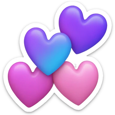 3 Heart purple, pink and blue sticker