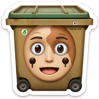 This ai emoji generator in a dumpster sticker