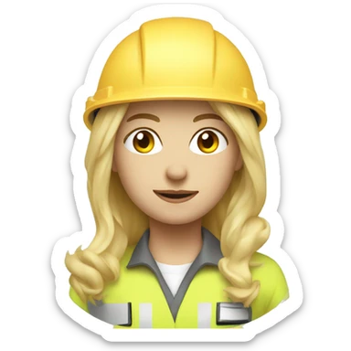 woman profession architect blond hair with white helmet sticker
