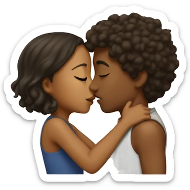 Mixed boy kissing tan girl  sticker