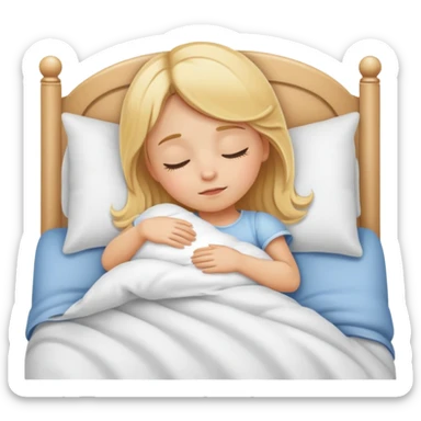 Blonde little girl in bed sleeping  sticker