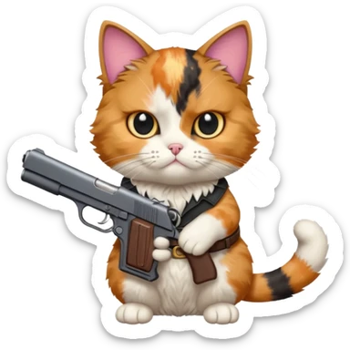 Make a cat with a gun sticker