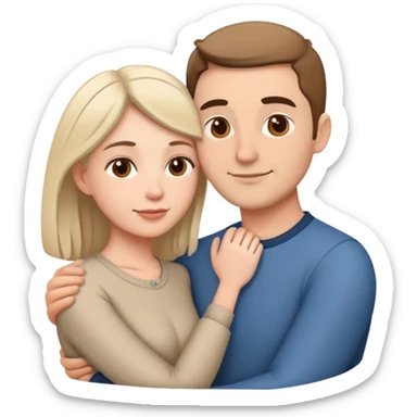 husband and wife permanently hugging each other sticker