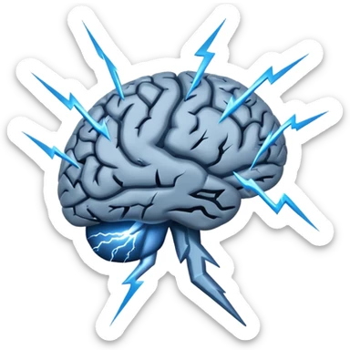 brain with lighting bolt sticker