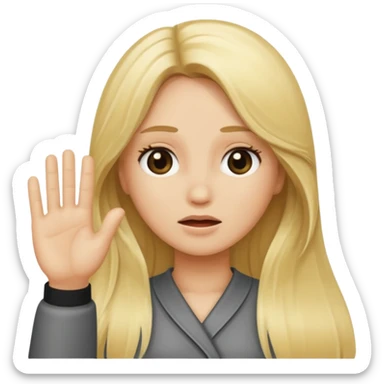 blonde female long hair saying stop sticker