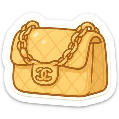 a yellow Chanel purse, cute and exaggerated sticker