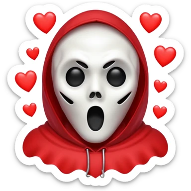 Ghostface from scream with hearts around him sticker