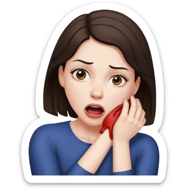 a brunette woman strangling herself sticker