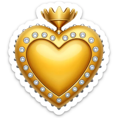 a golden heart studded with diamonds sticker