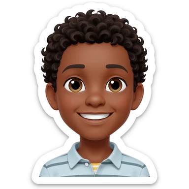thank you black boy curly hair sticker