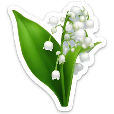 Lily of the valley flower white with green stem and clear frost droplets on the flower  sticker