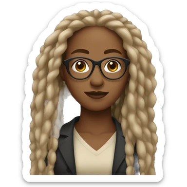Black woman wearing tan glasses with dreadlocks sticker