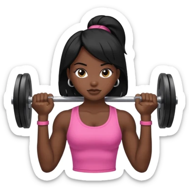Pretty black hair girl lifting weights sticker
