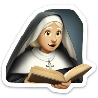 Old blonde nun read the holy scriptures to herself  sticker