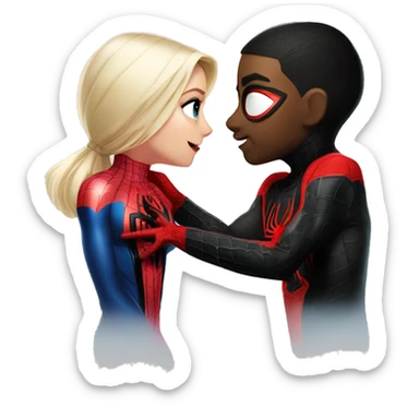 Spider-Man Miles Morales and Gwen Spider facing each other sticker