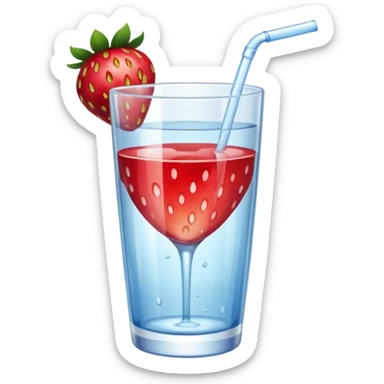 glass of water with strawberry sticker